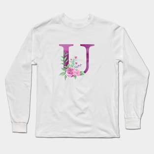 Floral Monogram U Beautiful Rose Bouquet Long Sleeve T-Shirt